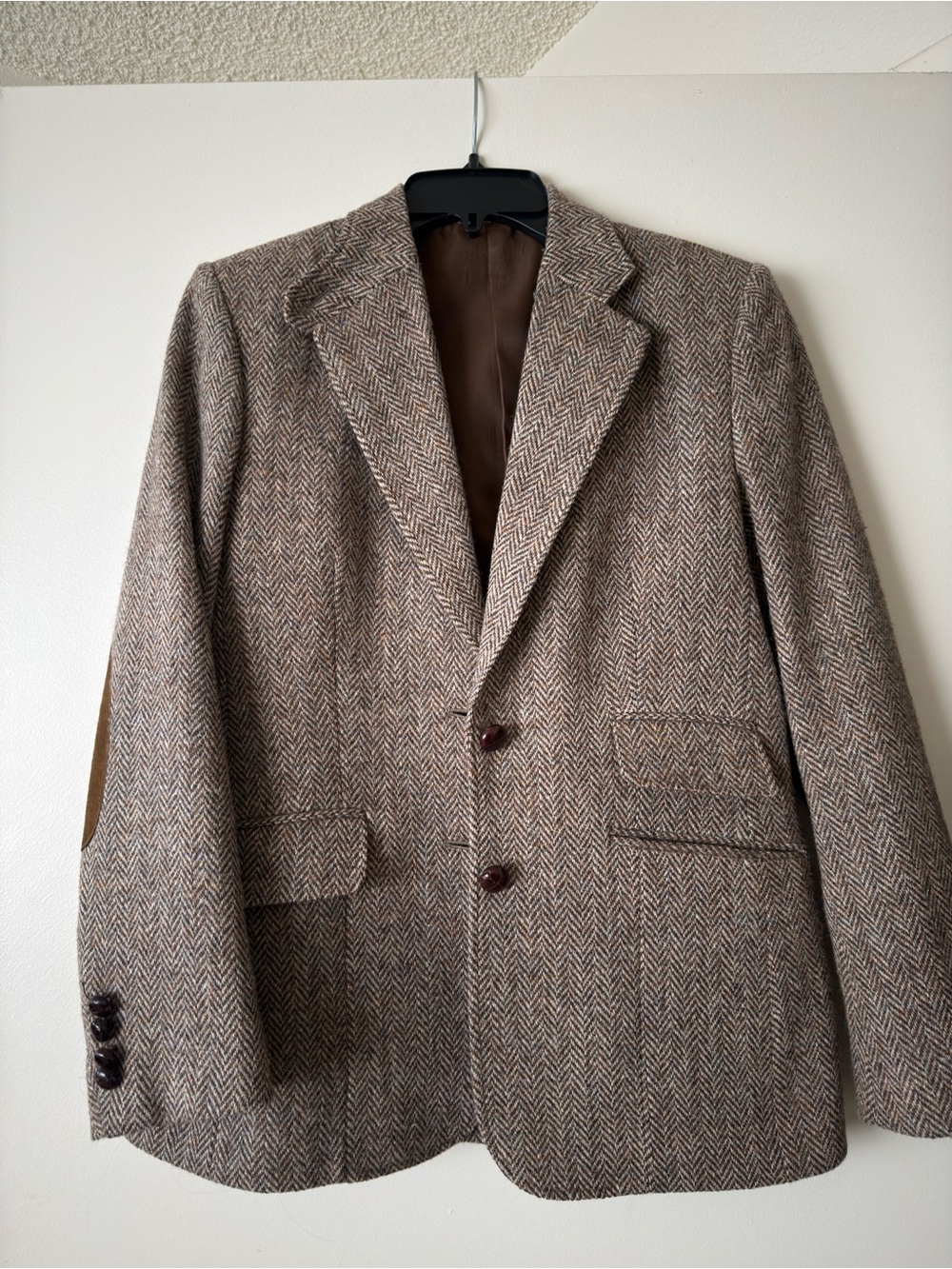 Women's Brown Herringbone Blazer - Classic Tailored Suit Jacket